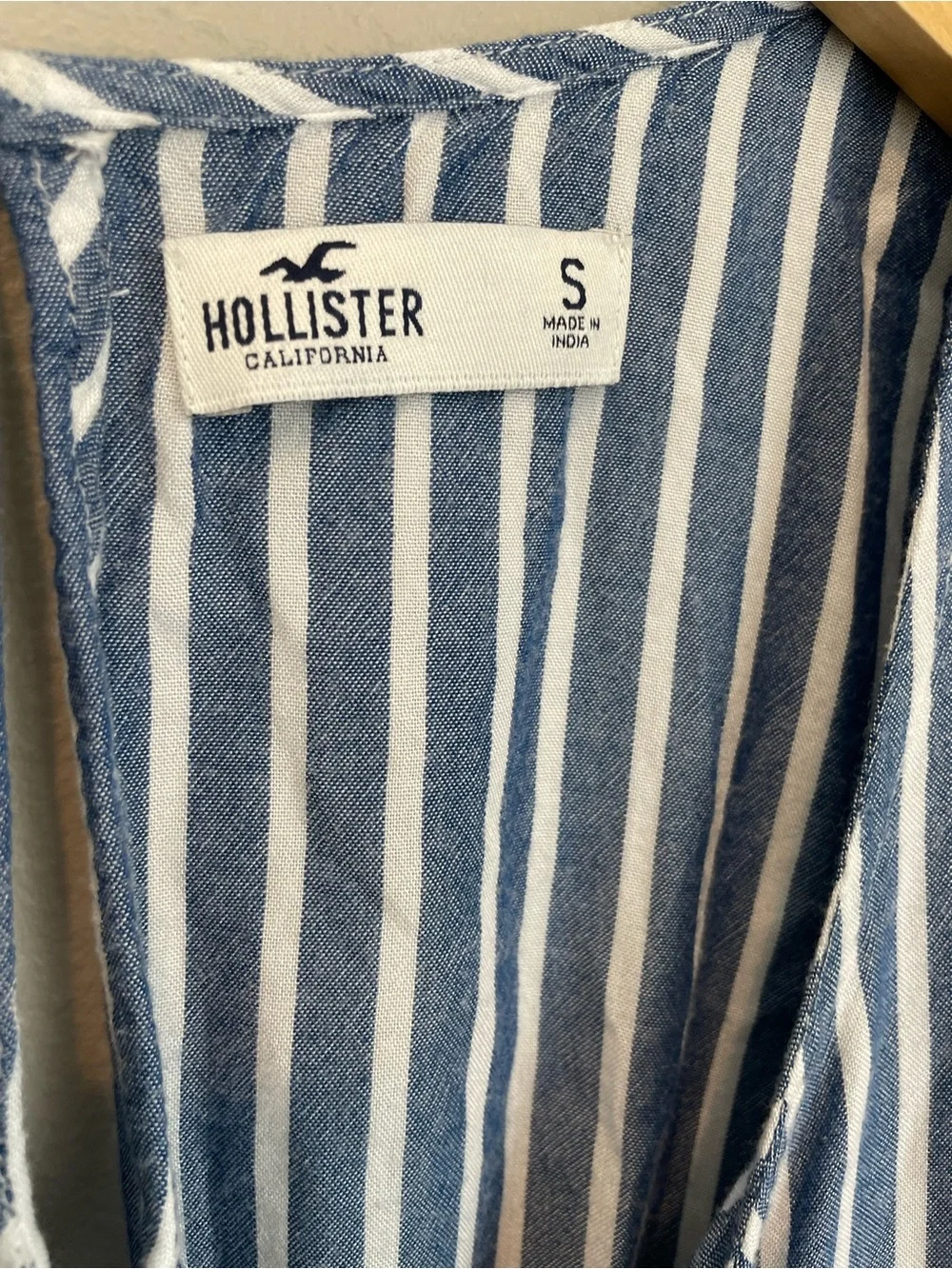Hollister Navy & White Vertical Stripe one piece Romper with Front Tie small